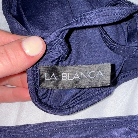 La Blanca Navy Blue Textured Triangle Bikini - Picture 3 of 3